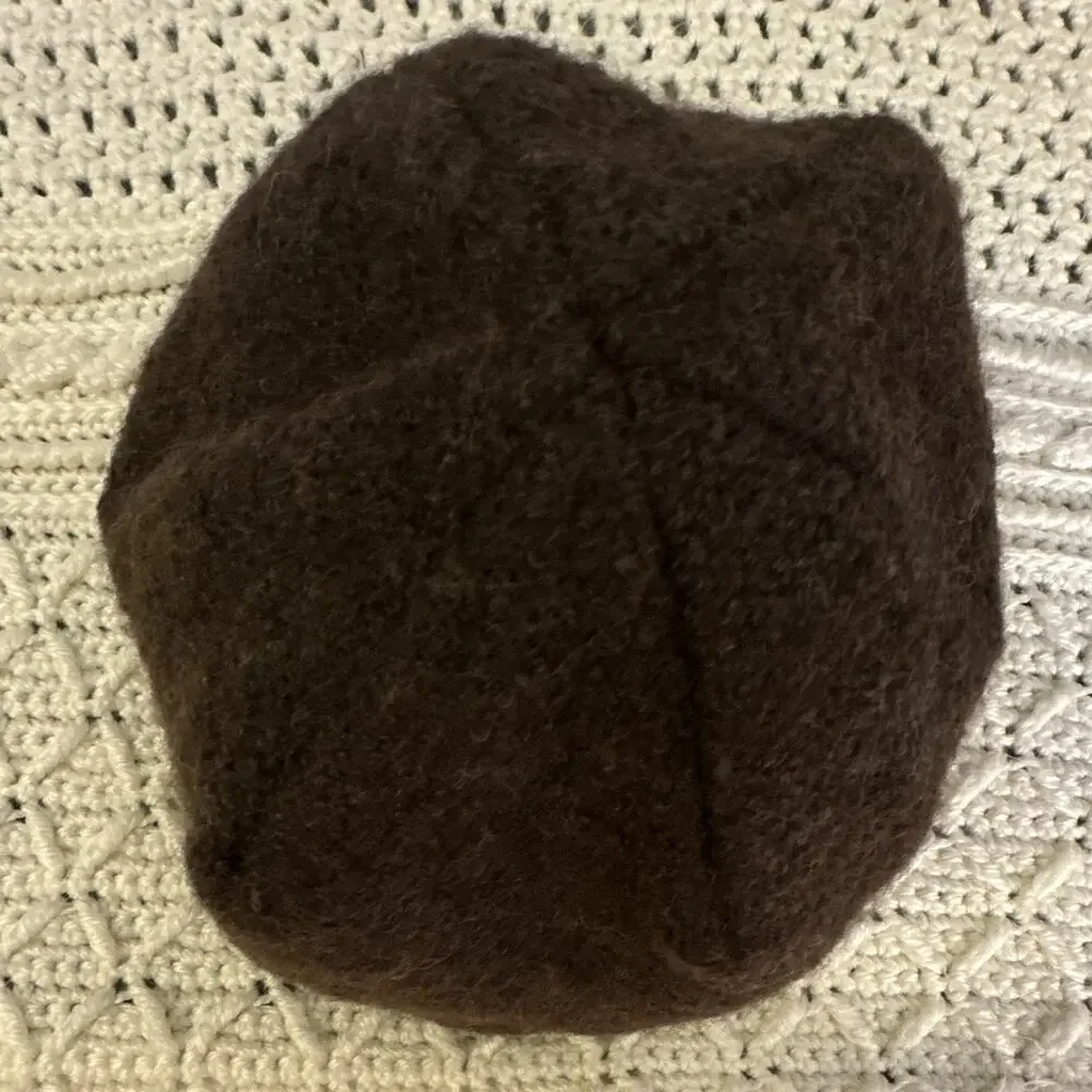 Pistil Brown Wool Beanie Hat Lined Size M Womens Embroidered Bird 100% Wool